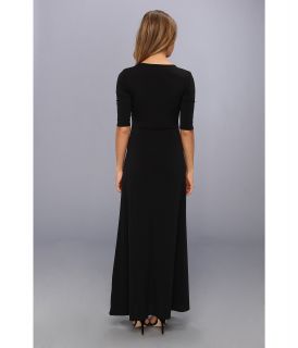 Christin Michaels Ali 3/4 Sleeve Wrap Dress Black