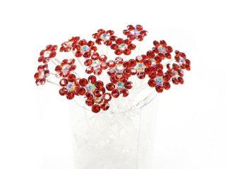 Red Crystal Flower Hair Pins Ideal for Bridal Party, Bridesmaids, Proms, Pageants Hair Pins, Pack of 20: Toys & Games