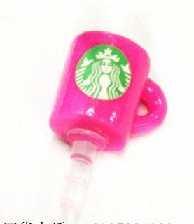 Dust Plug  Earphone Jack Accessories Lovely Starbucks Hot Pink Coffee Cup Style/ Cell Charms / Ear Jack for Iphone 4 4s / Ipad / Ipod Touch / Other 3.5mm Ear Jack     FREE SHIPPING From NY      : Cell Phones & Accessories
