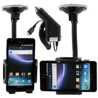 Samsung Infuse 4G (At&t) Adjustable Car Windshield Dash Mount Cradle Holder Kit + Micro USB Rapic Car Charger SGH i997: Cell Phones & Accessories