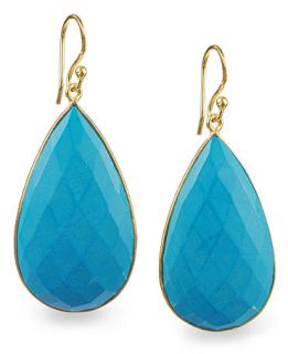 14k Gold over Sterling Silver Earrings, Reconstituted Turquoise Teardrop Earrings (43 1/5 ct. t.w.)   Earrings   Jewelry & Watches