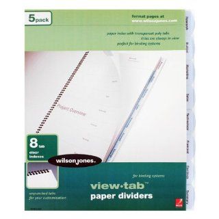 Wilson Jones View Tab Paper Dividers, Clear, Unpunched Tabs   8 Tab, 5/Pack  Art Paper Products 
