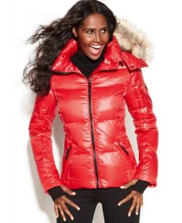 S13/NYC Hooded Faux Fur Trim Quilted Puffer Coat   Coats   Women