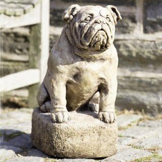 Campania International Petey The Bulldog Cast Stone Garden Statue Aged Limestone   A 317 AL : Outdoor Statues : Patio, Lawn & Garden