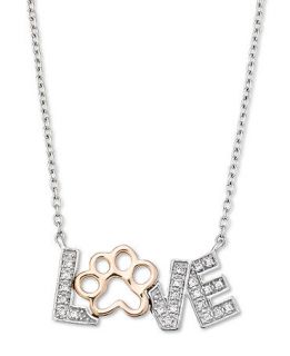 ASPCA Tender Voices Diamond Necklace, Sterling Silver and Rose Gold Plated Diamond Love Pendant (1/10 ct. t.w.)   Necklaces   Jewelry & Watches