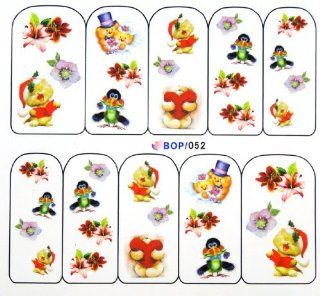 Egoodforyou BLE Water Slide Water Transfer Nail Tattoo Nail Decal Sticker Oil Portray (Love Bears) with one packaged nail art flower sticker bonus : Beauty