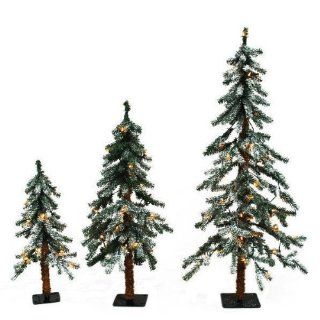(3) Trees   2 ft., 3 ft., 4 ft. Christmas Tree Set   Classic PVC Tips   Flocked Timberline Alpine   185 Clear Mini Lights   Barcana  