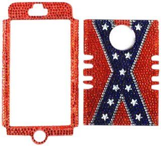 Cell Armor I5 RSNAP FD185 Rocker Snap On Case for iPhone 5   Retail Packaging   Diamond Crystal Rebel Flag: Cell Phones & Accessories