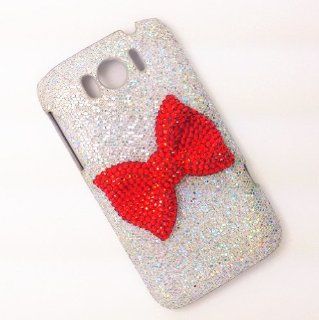 Silver Special Party Cute Bling Red Bow Diamond Case Cover For HTC sensation XL G21: Cell Phones & Accessories