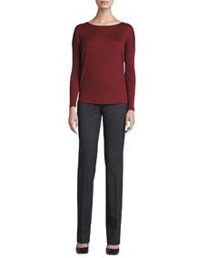 Lafayette 148 New York Wool Jersey Long Sleeve Top & Barrow Italian Stretch Wool Pants