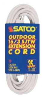 Satco 35 ft. White Outdoor Extension Cord 16/3 AWG, 93/5027