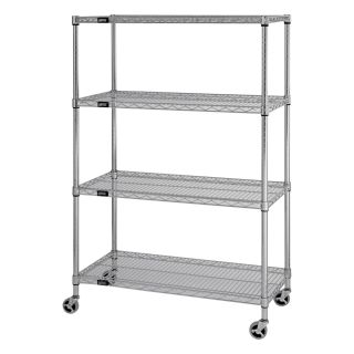 Quantum Mobile Wire Shelving Unit — 4 Shelves, 36in.W x 18in.D x 54in.H., Model# RWRC4-54-1836C-1  Mobile Wire Shelving   Carts