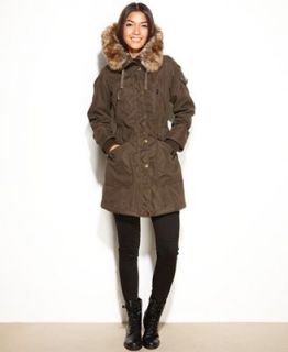 One Madison Expedition Coat, Hooded Faux Fur Trim Parka   Coats   Women