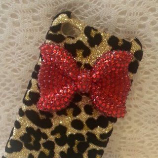 Bling Shiny 3D Black BOW Leopard Key Case Cover For iPhone 4 4S 4G 5 5S 5G Samsung Galaxy S 3 III i9300 S 4 IV i9500 (iPhone 4 4S 4G, Red Bow): Cell Phones & Accessories