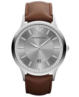 Emporio Armani Watch, Mens Brown Leather Strap 43mm AR2463   Watches   Jewelry & Watches
