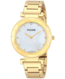 Pulsar Womens Gold Tone Stainless Steel Mesh Bracelet Watch 27mm PH8056   Watches   Jewelry & Watches