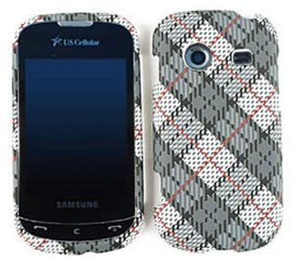 ACCESSORY MATTE COVER HARD CASE FOR SAMSUNG CHARACTER R640 GRAY WHITE PLAID: Cell Phones & Accessories