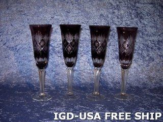 Crystal Purple Red Flute Glasses, Set Of 4 Free Ship. YJ164 PUR ITE: Kitchen & Dining