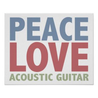 Peace Love Acoustic Guitar Poster