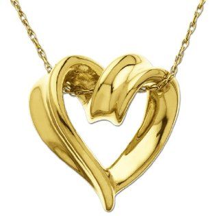 XPY 10k Yellow Gold High Polish Heart with Twist Design Pendant Necklace, 18": Jewelry