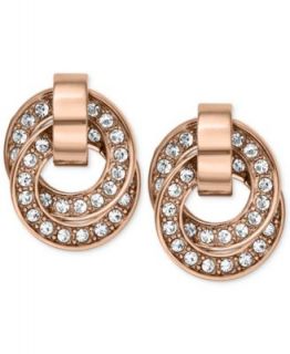 Michael Kors Rose Gold Tone Crystal Pav Interlocked Ring Pendant Necklace   Fashion Jewelry   Jewelry & Watches