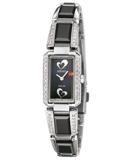 Seiko Watch, Womens Solar Black Ceramic and Stainless Steel Bracelet 16mm SUP187   American Heart Association   Watches   Jewelry & Watches