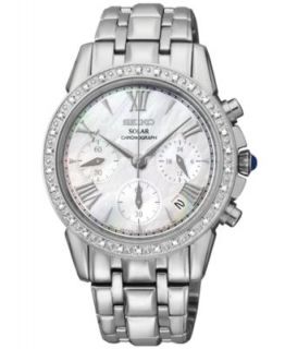 Seiko Watch, Womens Chronograph Sportura Diamond Accent White Ceramic and Stainless Steel Bracelet 38mm SNDX95   Watches   Jewelry & Watches