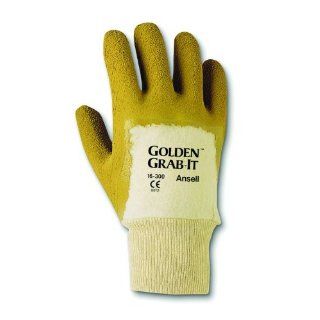 Ansell Golden Grab It 16 300 Jersey Glove, Latex Coating, Size 10 (Pack of 6) Industrial Disposable Gloves