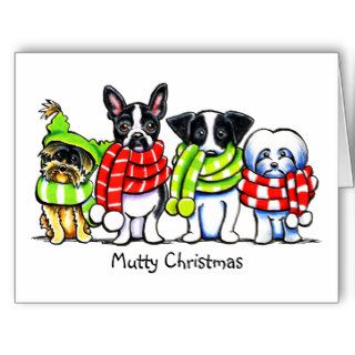 Dogs in Scarves Funny Mutts Christmas Custom Cards