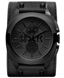 Karl Lagerfeld Unisex Chronograph Black Leather Cuff Strap Watch 46mm KL1606   Watches   Jewelry & Watches