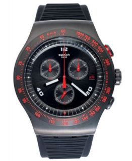 Swatch Watch, Unisex Swiss Chronograph Black Efficiency Black Silicone Strap 42mm SUSB400   Watches   Jewelry & Watches