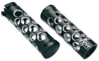 Battistinis Custom Cycles Billet Grips with Round Holes   Black , Color: Black 07 146: Automotive
