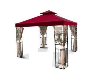 Heavy Duty Red 12' Ft/ 145 inch Square Polyester Garden Canopy Gazebo Replacement Top Zip Vented Net 2 tier Waterproof UV Block Sun Shade for Outdoor Patio Cover : Patio, Lawn & Garden