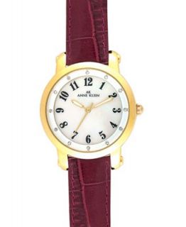 Ak Anne Klein Watch, Womens Burgundy Leather Strap 10 9170MPBE   Watches   Jewelry & Watches