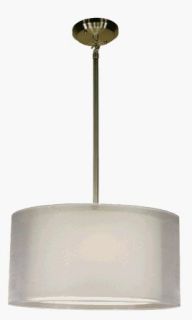 Z Lite 144 18W Nikko Three Light Pendant, Metal Frame, Brushed Nickel Finish and White Shade of Organza Material   Ceiling Pendant Fixtures  