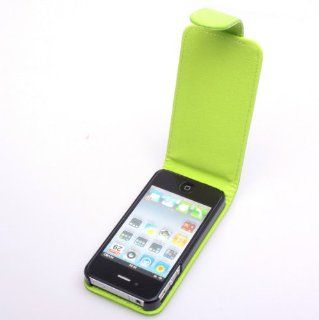 Green Vertical Faux Leather Clip Case Pouch For Apple iPhone 4: Cell Phones & Accessories
