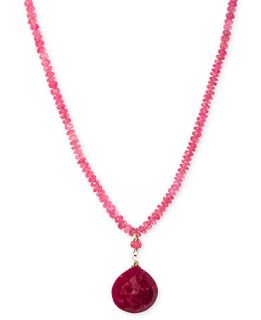 14k Gold Necklace, Pink Spinel (36 ct. t.w.) and Dyed Red Adventurine (9ct. t.w.) Heart Pendant   Necklaces   Jewelry & Watches