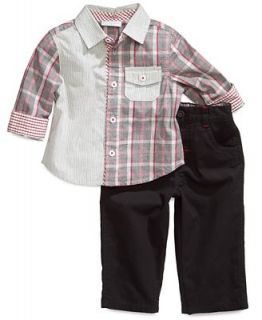 First Impressions Baby Set, Baby Boys 2 Piece Plaid Shirt and Pants   Kids