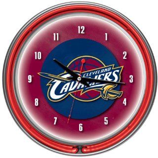 Cleveland Cavaliers NBA Chrome Double Ring Neon Clock Cleveland Cavaliers NBA Chrome Double Ring Ne: Sports & Outdoors