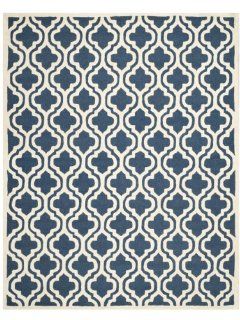 Safavieh Cambridge Collection CAM132G Handmade Wool Area Rug, 6 by 9 Feet, Navy and Ivory   Navy Blue Rug