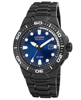 Citizen Mens Eco Drive Scuba Fin Black Ion Plated Stainless Steel Bracelet Watch 46mm BN0095 59L   Watches   Jewelry & Watches