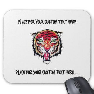 Cool cartoon tattoo symbol angry feral tiger mousepad