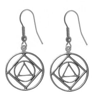 NA & AA Sterling Silver Dual Symbol Earrings: Jewelry