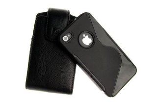 Apple iPhone 4/4S CASE123 Oversized Genuine Leather Holster with Belt Clip and TPU Gel Skin Case Cover: Cell Phones & Accessories