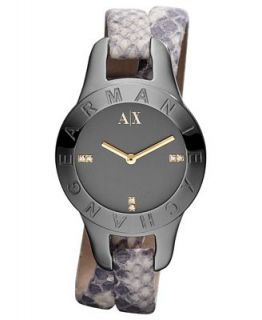 AX Armani Exchange Watch, Womens Gray Python Stamped Leather Double Wrap Strap 30mm AX4127   Watches   Jewelry & Watches