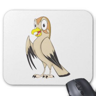 Cute Falcon Bird Brown Cartoon Shirt Mouse Pads