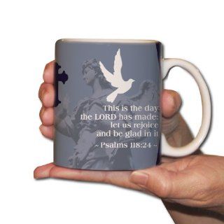 Religious Bible Quote Coffee Mug   Psalms 118:24   15 Oz: Coffee Cups: Kitchen & Dining