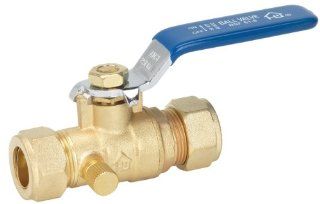 Homewerks 119 1 12 12 No Lead Full Port Ball Valve with Drain with 1/4 Turn Compression x Compression, Brass, 1/2 Inch: Home Improvement