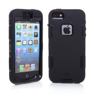 Otterca New Style Layers Hybrid Combo Hard Black Plastic Rubberized Silicone Cover Protective Case for iPhone 5C Black Cell Phones & Accessories
