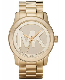 Michael Kors Womens Runway Gold Plated Stainless Steel Bracelet Watch 45mm MK5473   Women